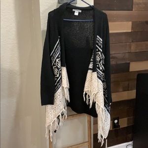 Aztec With Fringe Long Cardigan SZ Medium